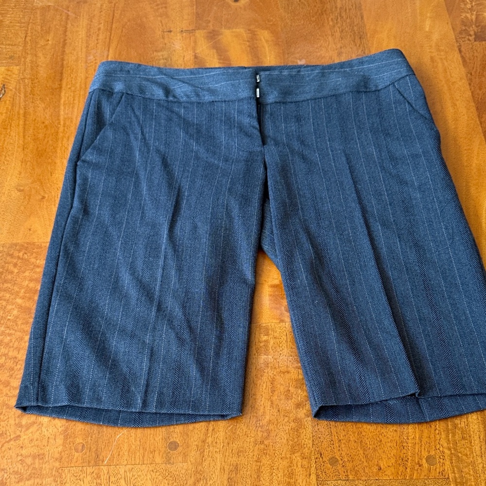 Guess Women's Grey Pinstriped Bermuda Shorts